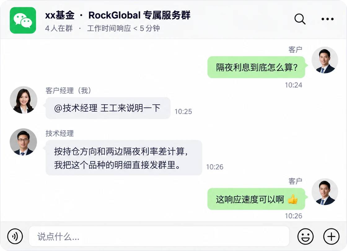 RockGlobal 大客户专属服务群示意